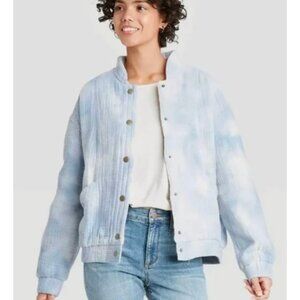 UNIVERSAL THREAD Blue Tie-Dye Quilted Gauze Poly-Filled Women's Jacket NWT XL